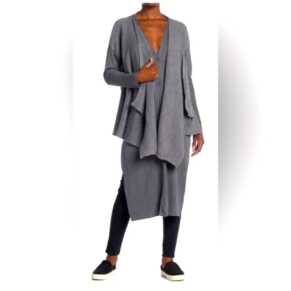 ⭐️ LOVE TOKEN ⭐️ V-NECK GREY “JULIA” DRAPED CARDIGAN COTTON / ACRYLIC SIZE: XS/S - Picture 6 of 9